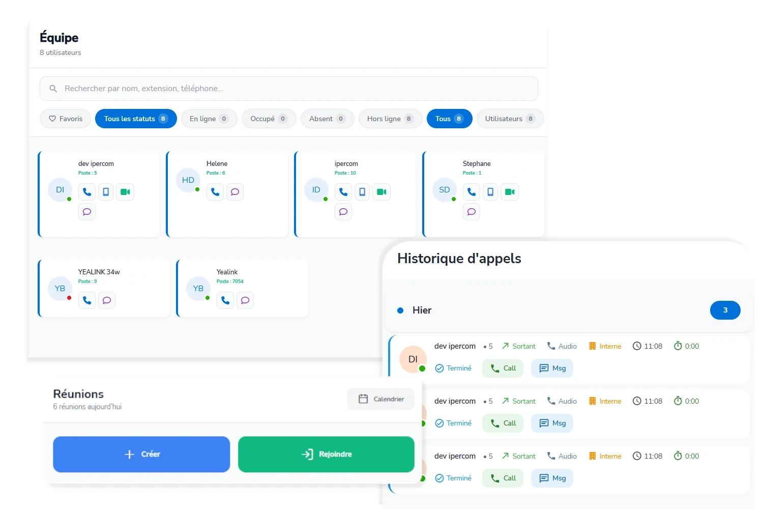 dashboard ipercom interface